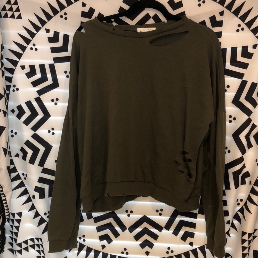 ripped crew neck sweater